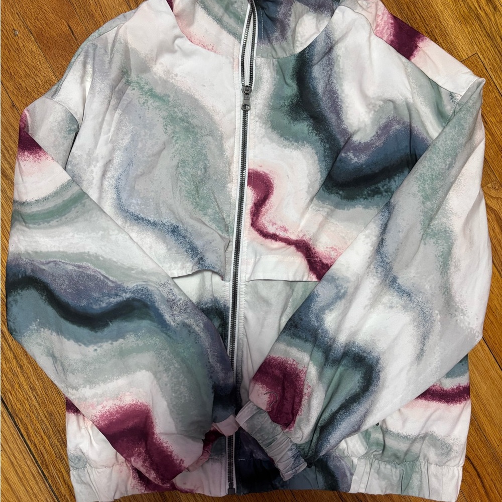 Alia Green and White Zip-Up Jacket